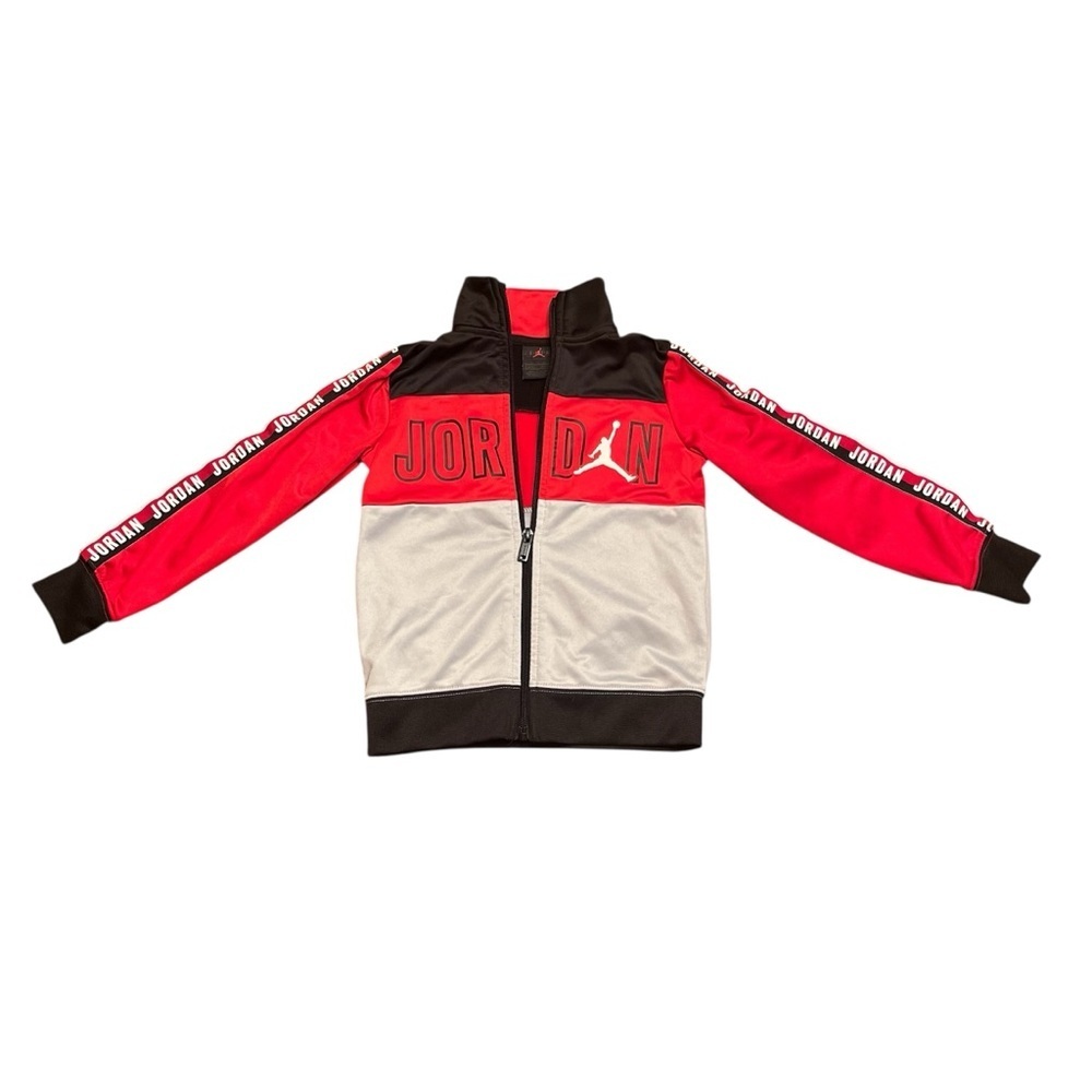 Air Jordan Little Kids Full Zip Track Jacket - Red, Black, & Grey Size 4 (XS) - Picture 2 of 8